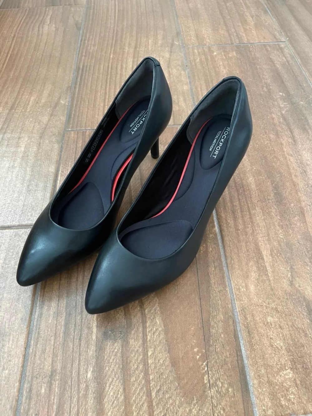 Rockport Black Pointed-Toe Pumps with Red Accent - Picture 3 of 6